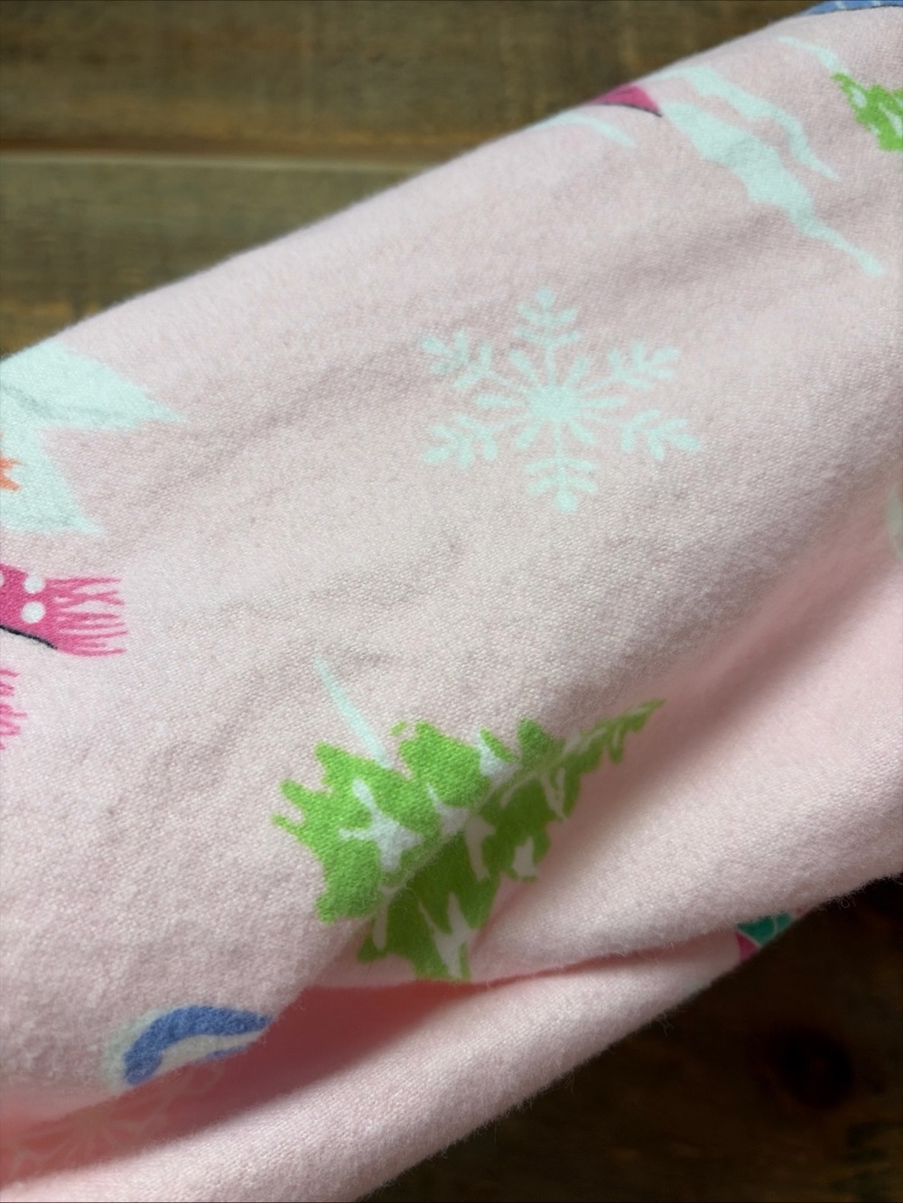 Nick and Nora Ski Bunnies Pajama Set Womens M Pink Flannel Long Sleeve Ski Sled - Picture 4 of 12